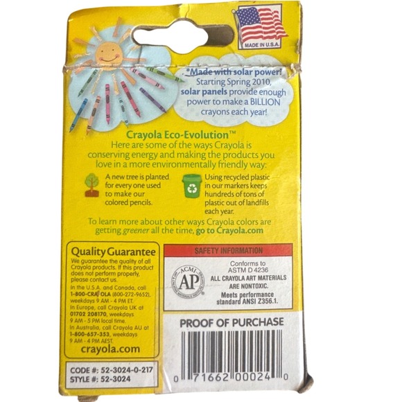Crayola 24-Count Made with Solar Power Retired Dandelion Violet Red Green Yellow - Picture 2 of 4